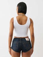 True Religion Women White Placement Print Scoop Neck Top