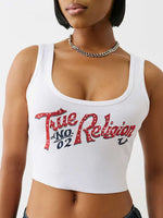 True Religion Women White Placement Print Scoop Neck Top