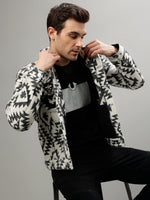 True Religion Men Printed Spread Collar Full Sleeves Jacket