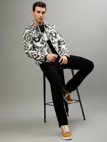 True Religion Men Printed Spread Collar Full Sleeves Jacket