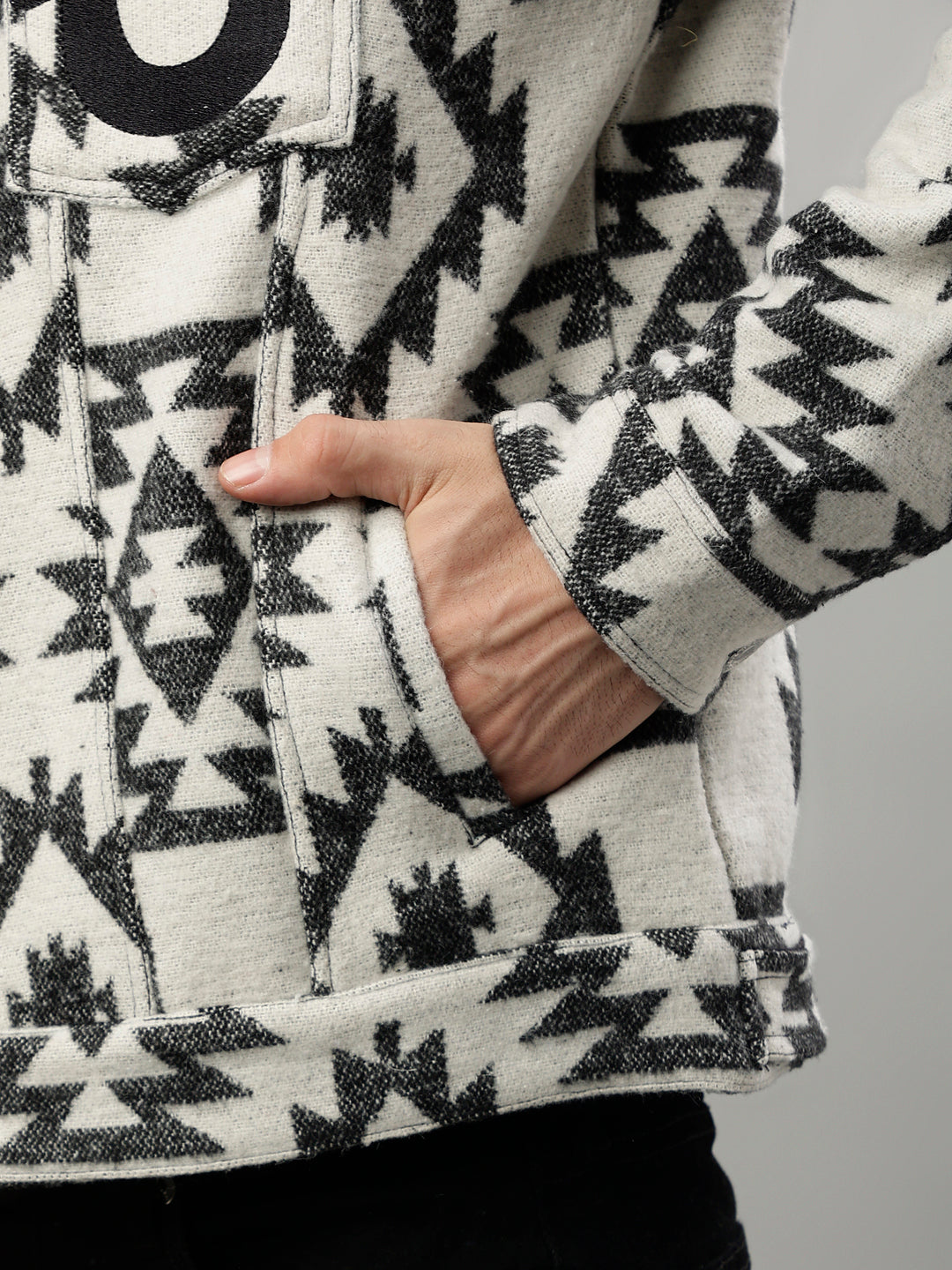 True Religion Men Printed Spread Collar Full Sleeves Jacket