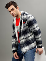 True Religion Men Checked Hooded Full Sleeves Jacket
