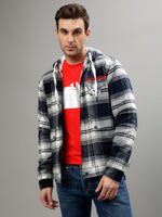 True Religion Men Checked Hooded Full Sleeves Jacket