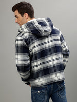 True Religion Men Checked Hooded Full Sleeves Jacket