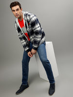 True Religion Men Checked Hooded Full Sleeves Jacket