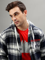 True Religion Men Checked Hooded Full Sleeves Jacket