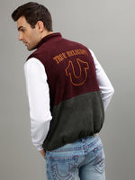 True Religion Men Colour blocked Stand Collar Sleeveless Jacket