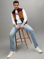 True Religion Men Colour blocked Stand Collar Sleeveless Jacket