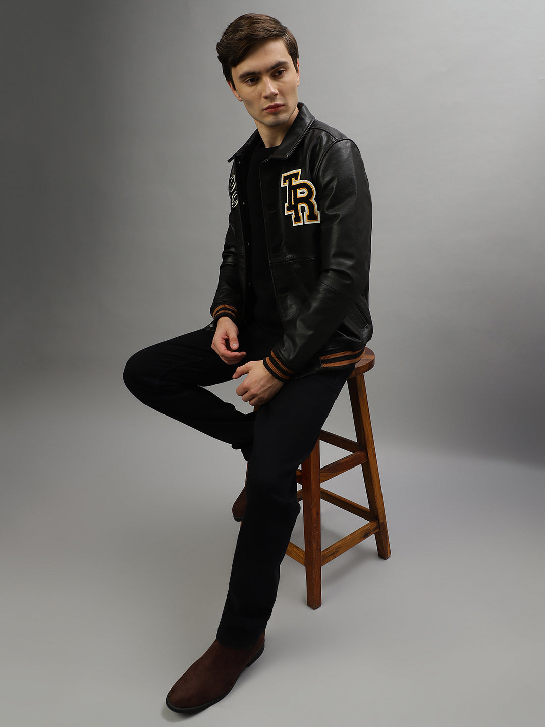 True Religion Men Embroidered Full Sleeves Spread Collar Jacket