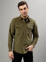 True Religion Olive Fashion Printed Regular Fit Shirt