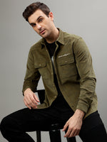 True Religion Olive Fashion Printed Regular Fit Shirt