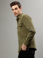 True Religion Olive Fashion Printed Regular Fit Shirt