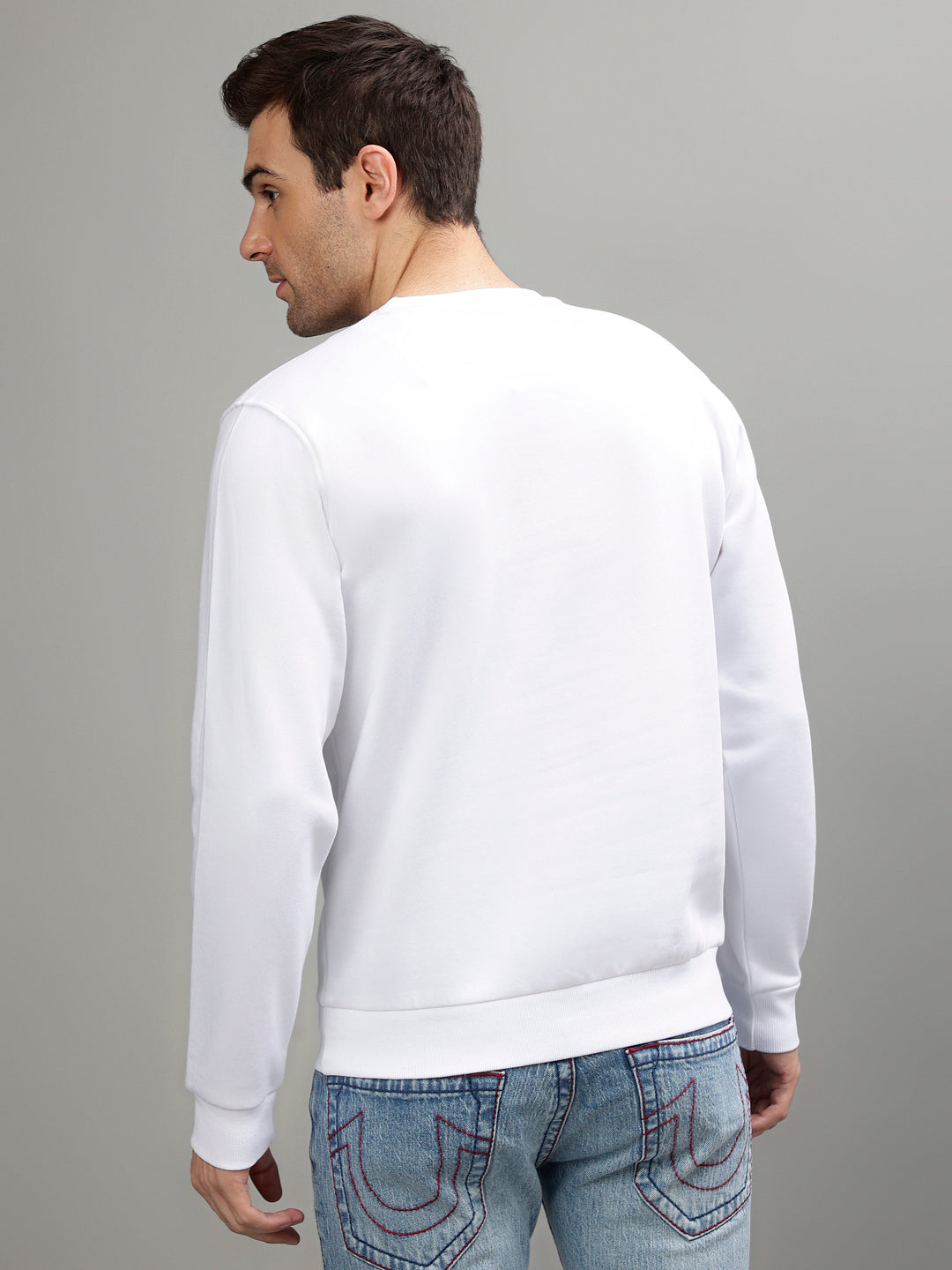 True Religion Men Solid Round Neck Full Sleeves Sweatshirt