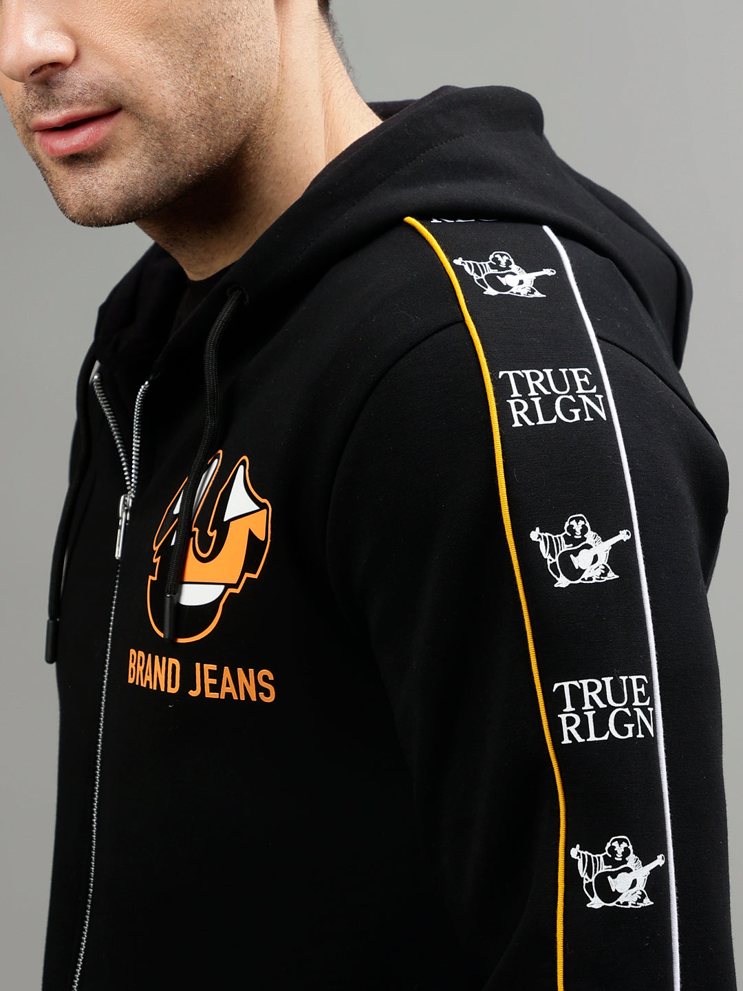 True Religion Men Printed Hooded Full Sleeves Sweatshirt