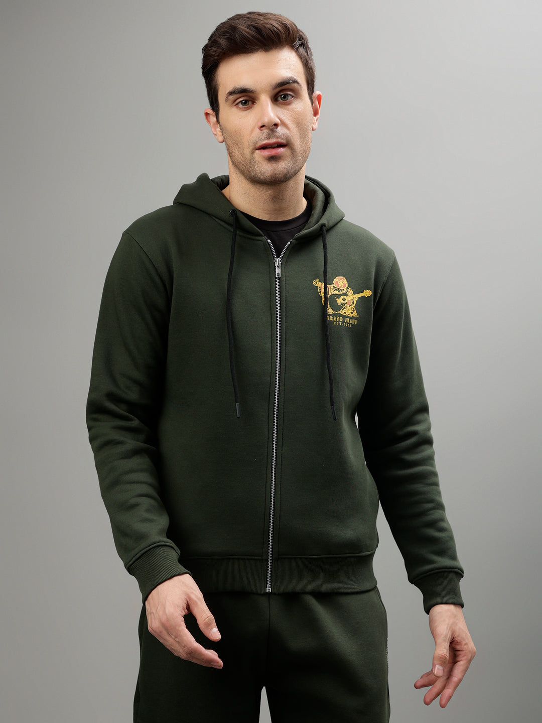 True Religion Men Solid Hooded Full Sleeves Sweatshirt