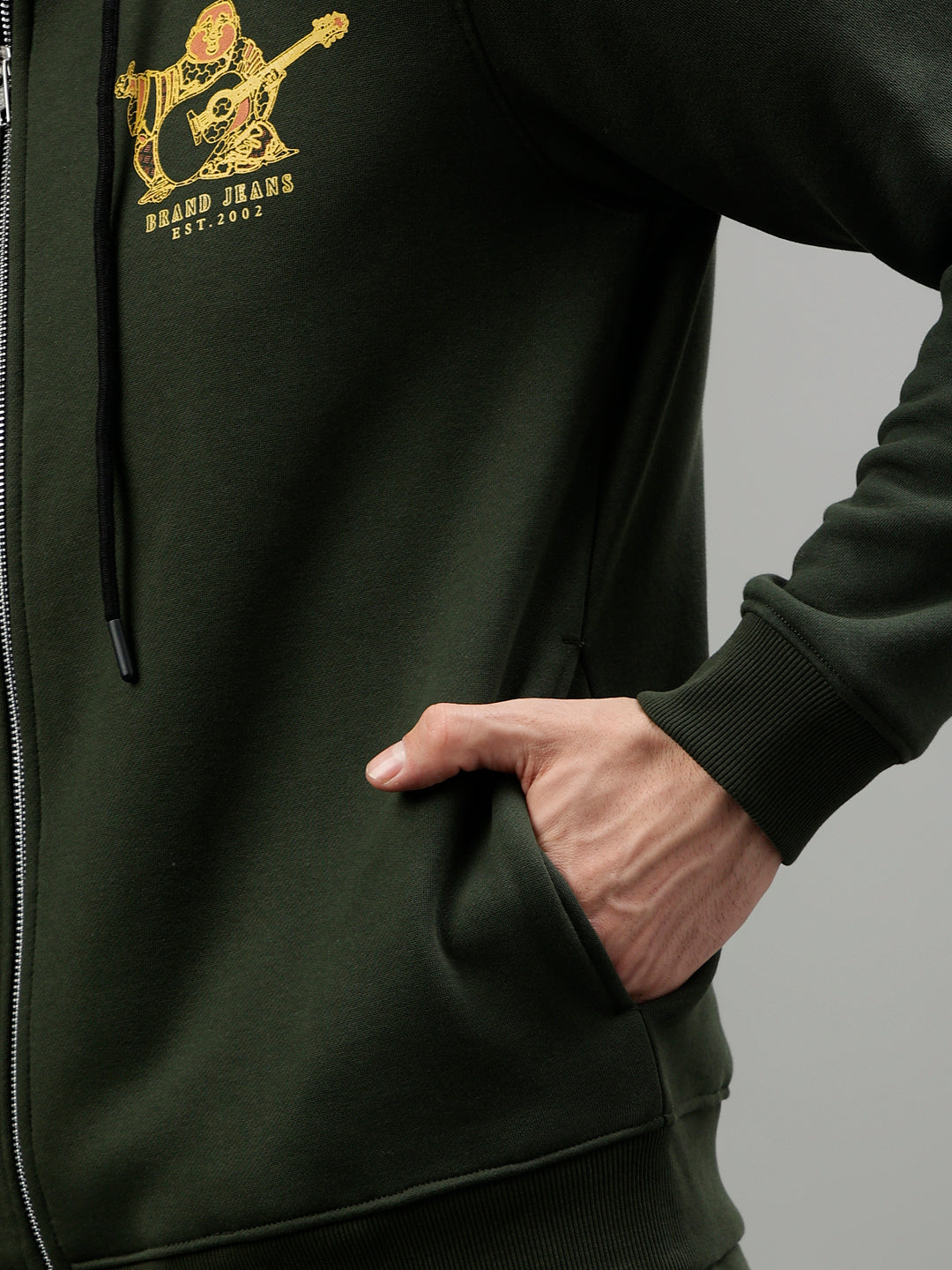 True Religion Men Solid Hooded Full Sleeves Sweatshirt