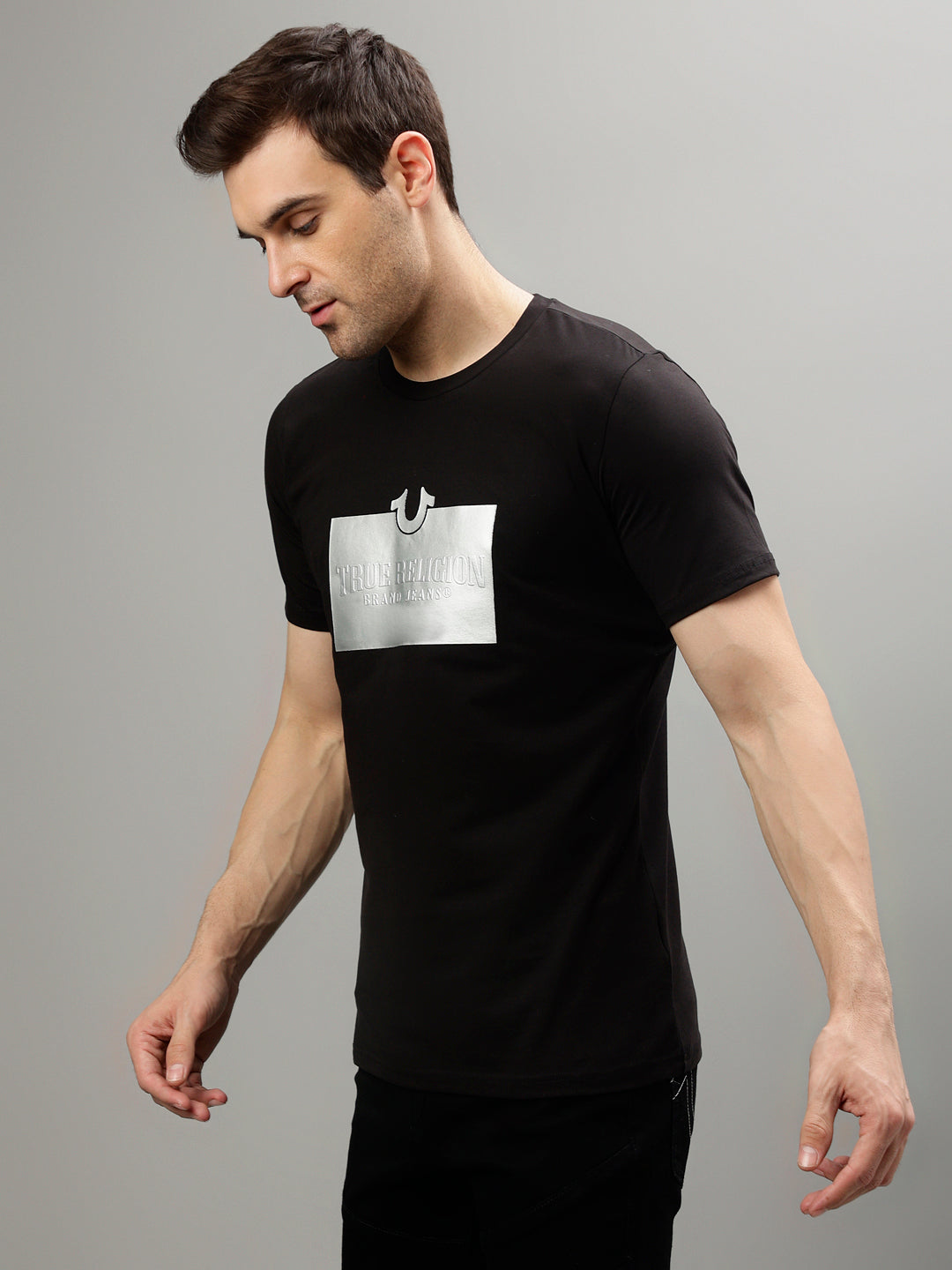 True Religion Black Fashion Printed Regular Fit T-Shirt