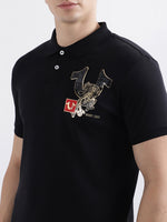 True Religion Black Fashion Logo Regular Fit Polo T-Shirt