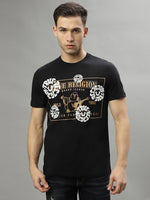 True Religion Black Fashion Printed Regular Fit T-Shirt