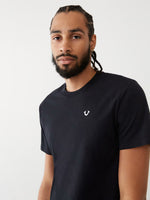 True Religion Men Black Printed Round Neck Short Sleeves Tshirt