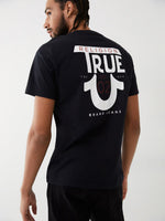True Religion Men Black Printed Round Neck Short Sleeves Tshirt