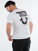 True Religion Men White Printed Round Neck Short Sleeves Tshirt