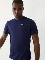 True Religion Men Blue Printed Round Neck Short Sleeves Tshirt