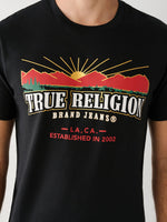 True Religion Men Black Printed Round Neck Short Sleeves T-shirt