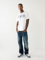 True Religion Men Blue Billy Flap Bootcut Faded Jeans