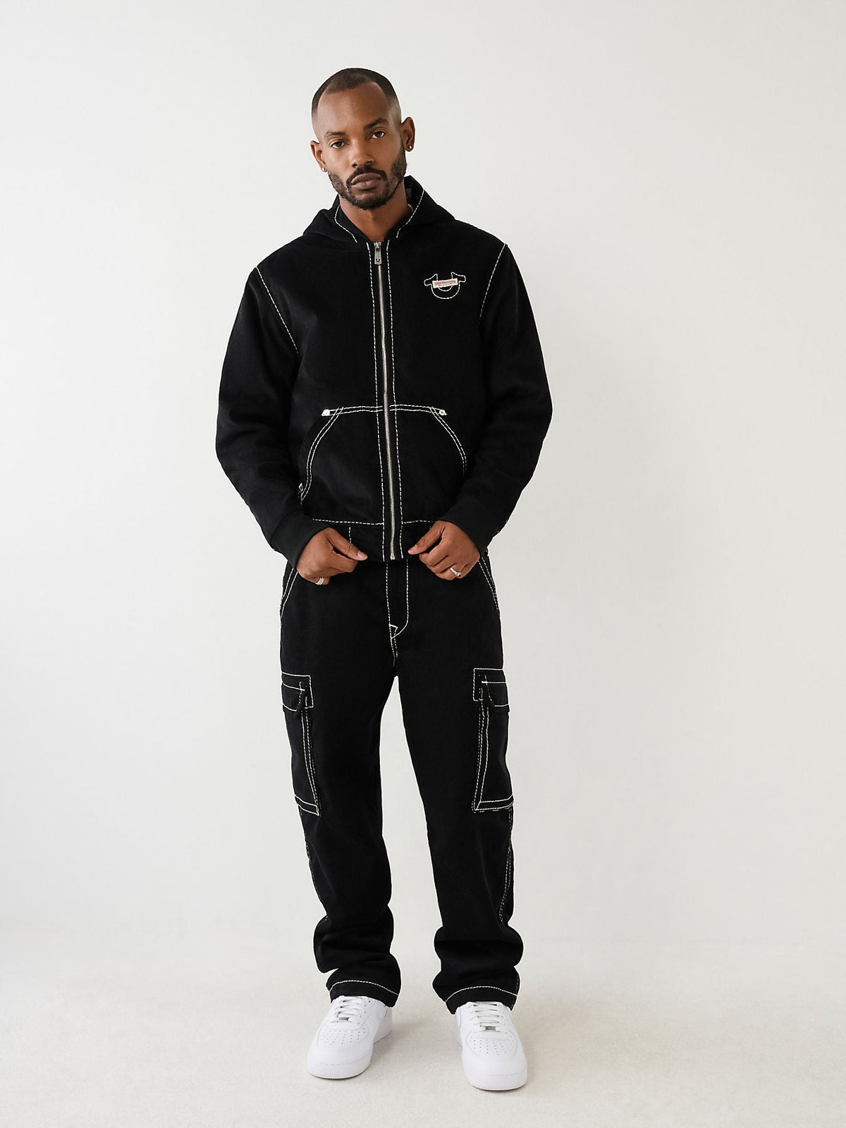 True Religion Men Black Corduroy Big T Relaxed Fit Jeans