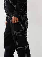 True Religion Men Black Corduroy Big T Relaxed Fit Jeans