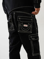 True Religion Men Black Corduroy Big T Relaxed Fit Jeans