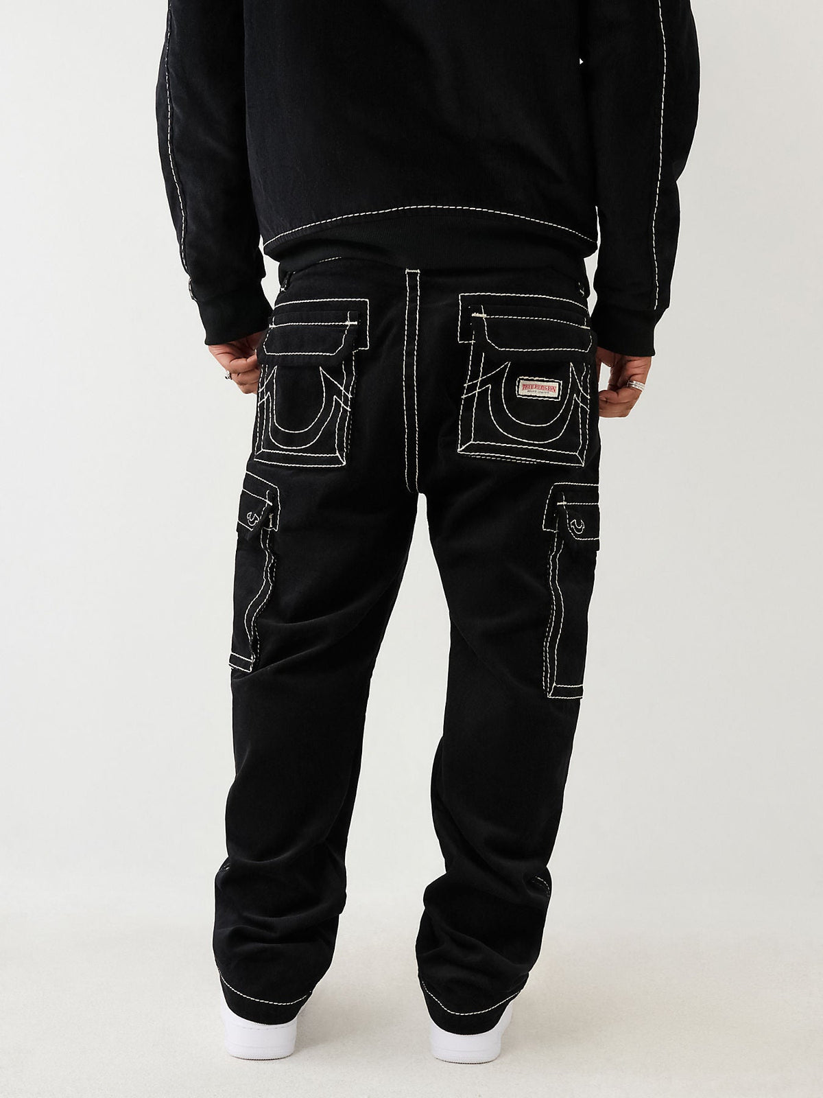 True Religion Men Black Corduroy Big T Relaxed Fit Jeans