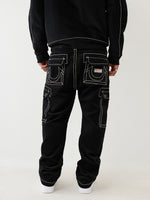 True Religion Men Black Corduroy Big T Relaxed Fit Jeans