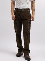 True Religion Men Green Solid Oversized Mid-Rise Trouser