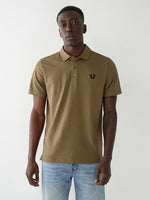 True Religion Men Green Solid Polo Collar Short Sleeves Tshirt