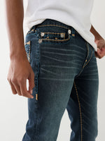 True Religion Men Blue Rocco Super T Slim Fit Faded Jeans