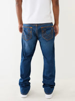 True Religion Super T Ricky Straight Fit Blue Mid-Rise Solid Jeans