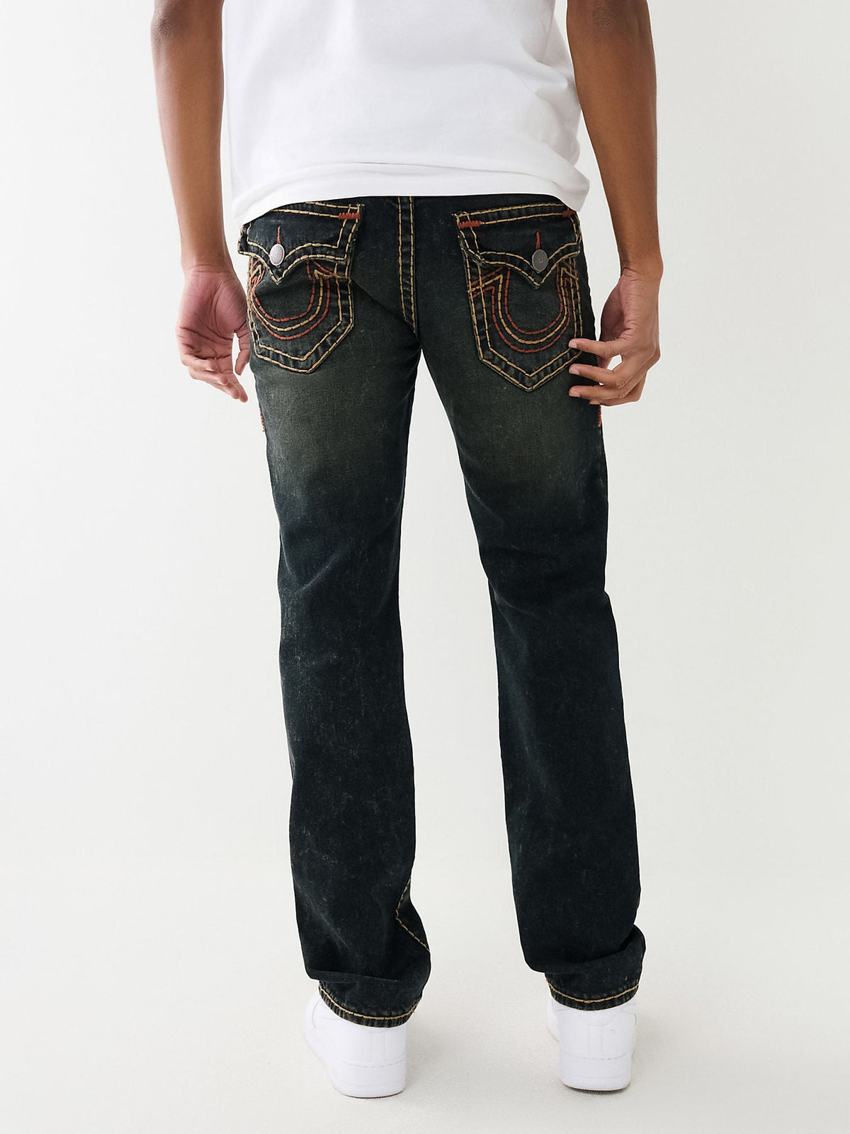 True Religion Men Blue Ricky Super T Straight Fit Faded Jeans