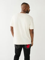True Religion Men White Printed Round Neck Short Sleeves Tshirt