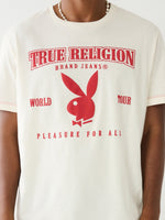 True Religion Men White Printed Round Neck Short Sleeves Tshirt