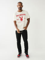 True Religion Men White Printed Round Neck Short Sleeves Tshirt