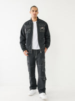 True Religion Men Black Solid Oversized Mid-Rise Trouser