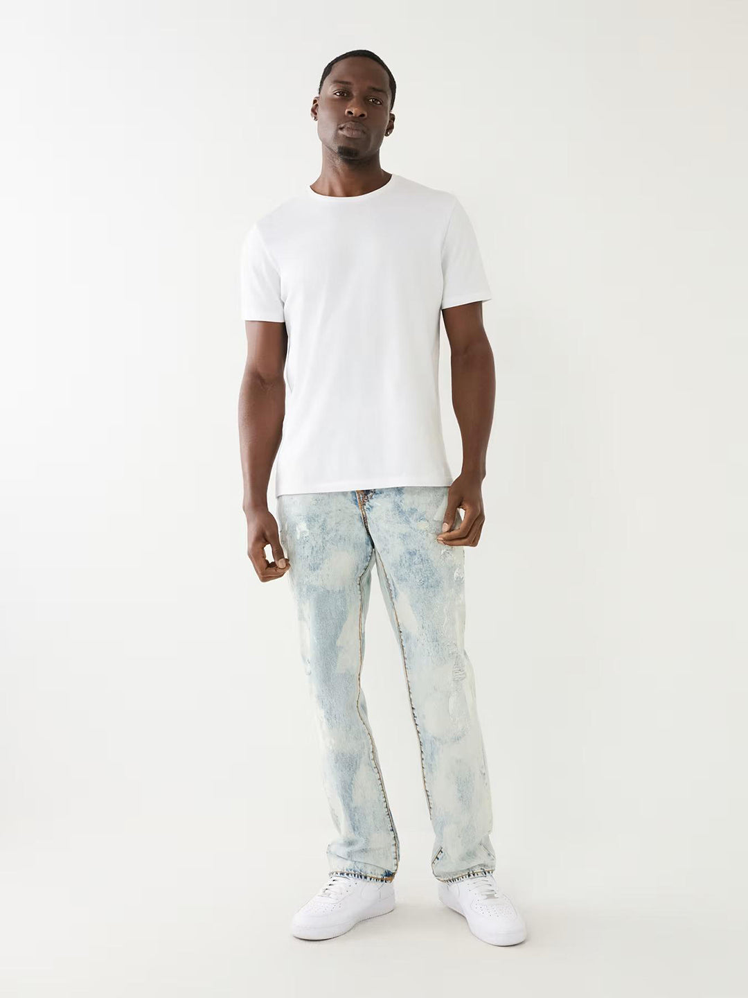 True Religion Super T Ricky Straight Fit Blue Mid-Rise Solid Jeans