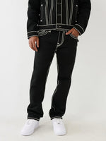 True Religion Rope Stitch Ricky Straight Fit Black Mid-Rise Solid Jeans