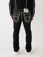 True Religion Rope Stitch Ricky Straight Fit Black Mid-Rise Solid Jeans