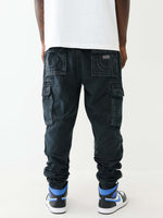 True Religion Men Green Solid Oversize Fit Mid-Rise Trouser