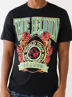 True Religion Men Black Printed Round Neck Short Sleeves Tshirt