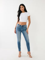 True Religion Big T Halle Super Skinny Blue Mid-Rise Solid Jeans