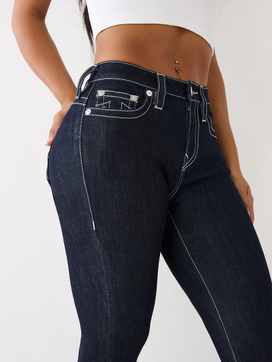 True Religion SN Becca Bootcut Blue Mid-Rise Solid Jeans